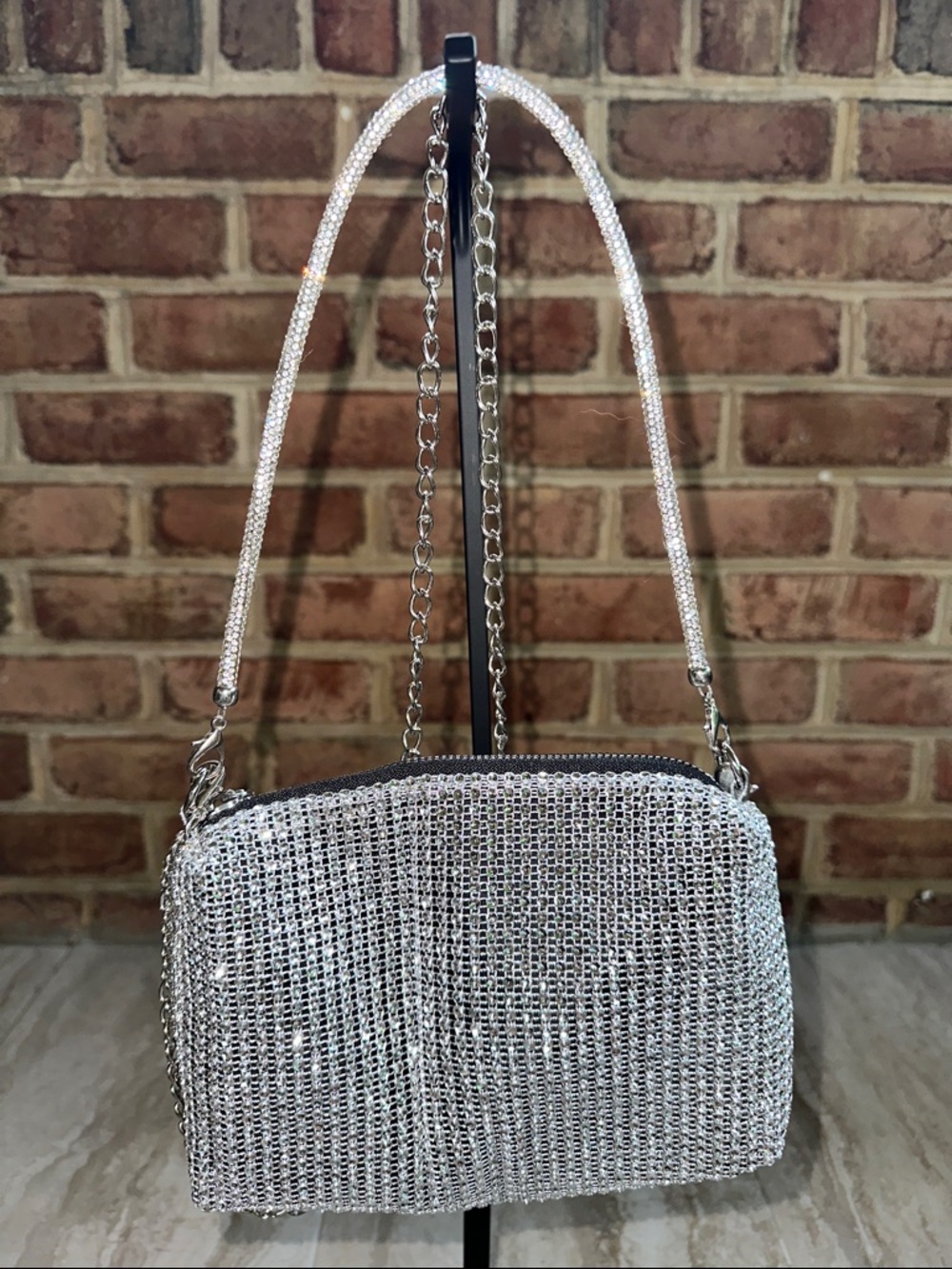 Bling Bling Rhinestone Silver Mini Crossbody Women’s Bag